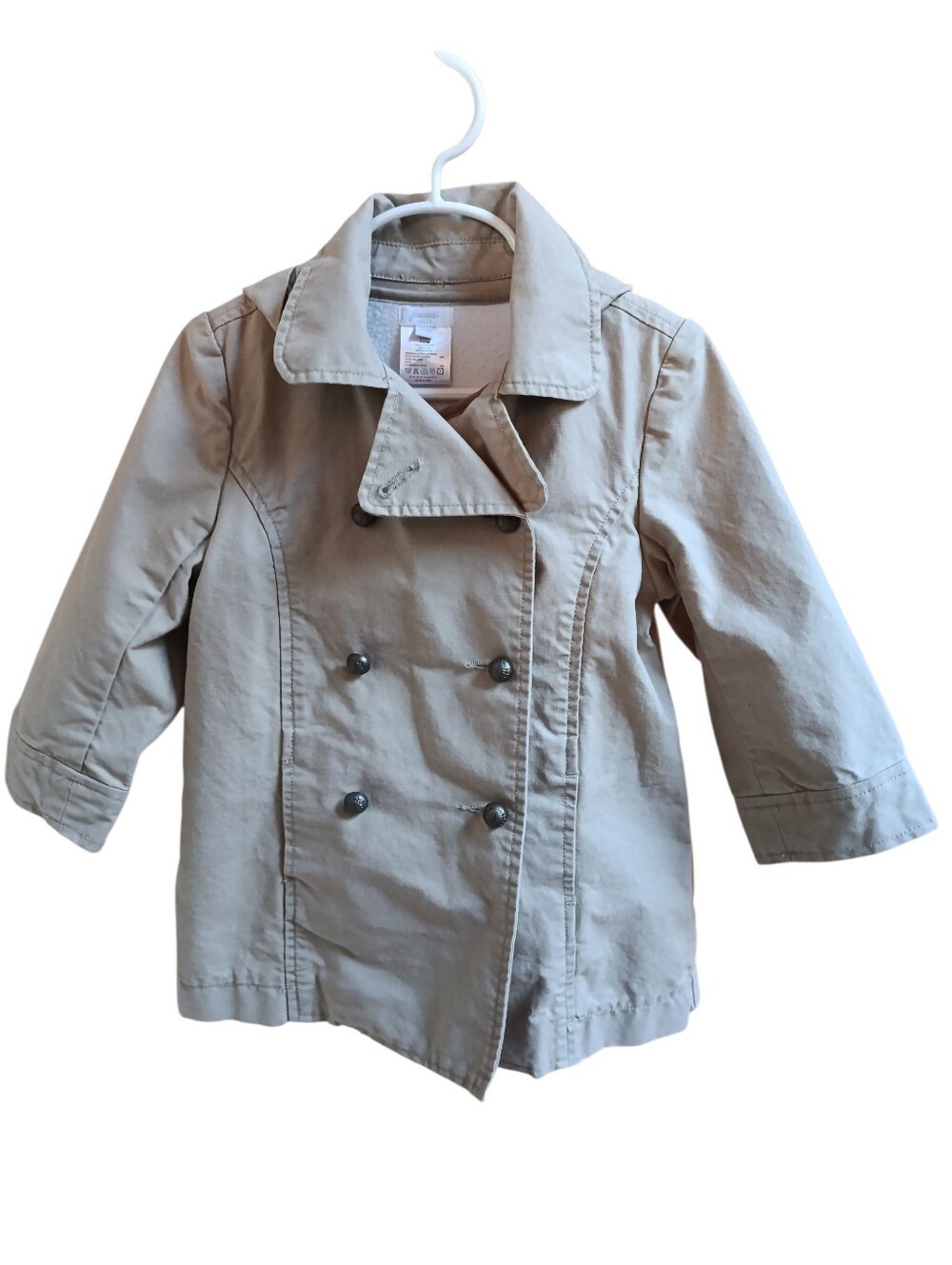 Jacadi Beige Double-Breasted Pea Coat for Kid. Size Is french size 28M.